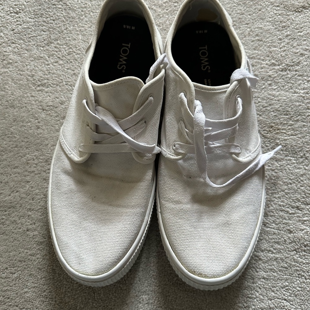 Toms White Canvas Shoe Mens , size 10.5